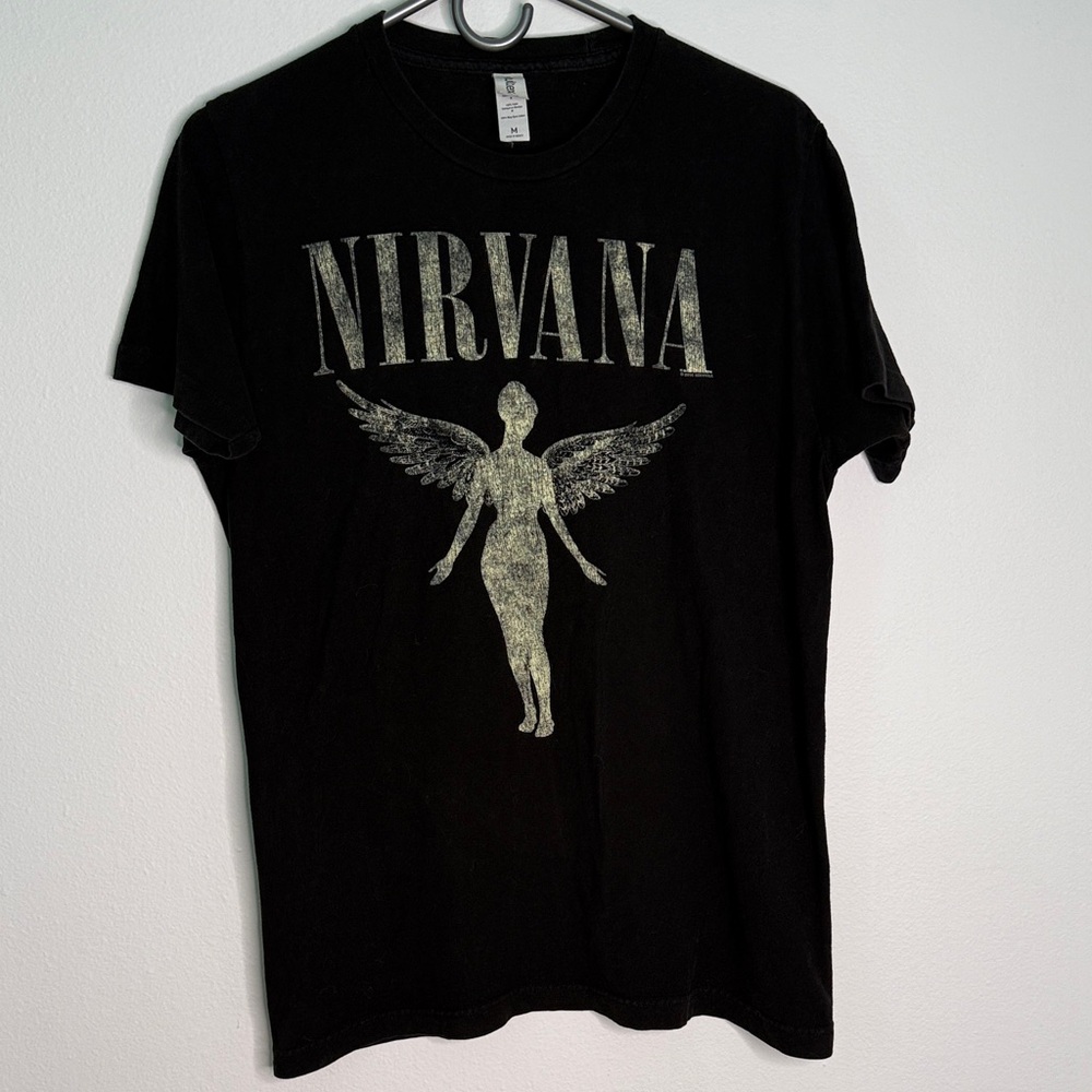 Nirvana Vintage Black Angel Tultrex Graphic T-Shirt Size M 100% Cotton
